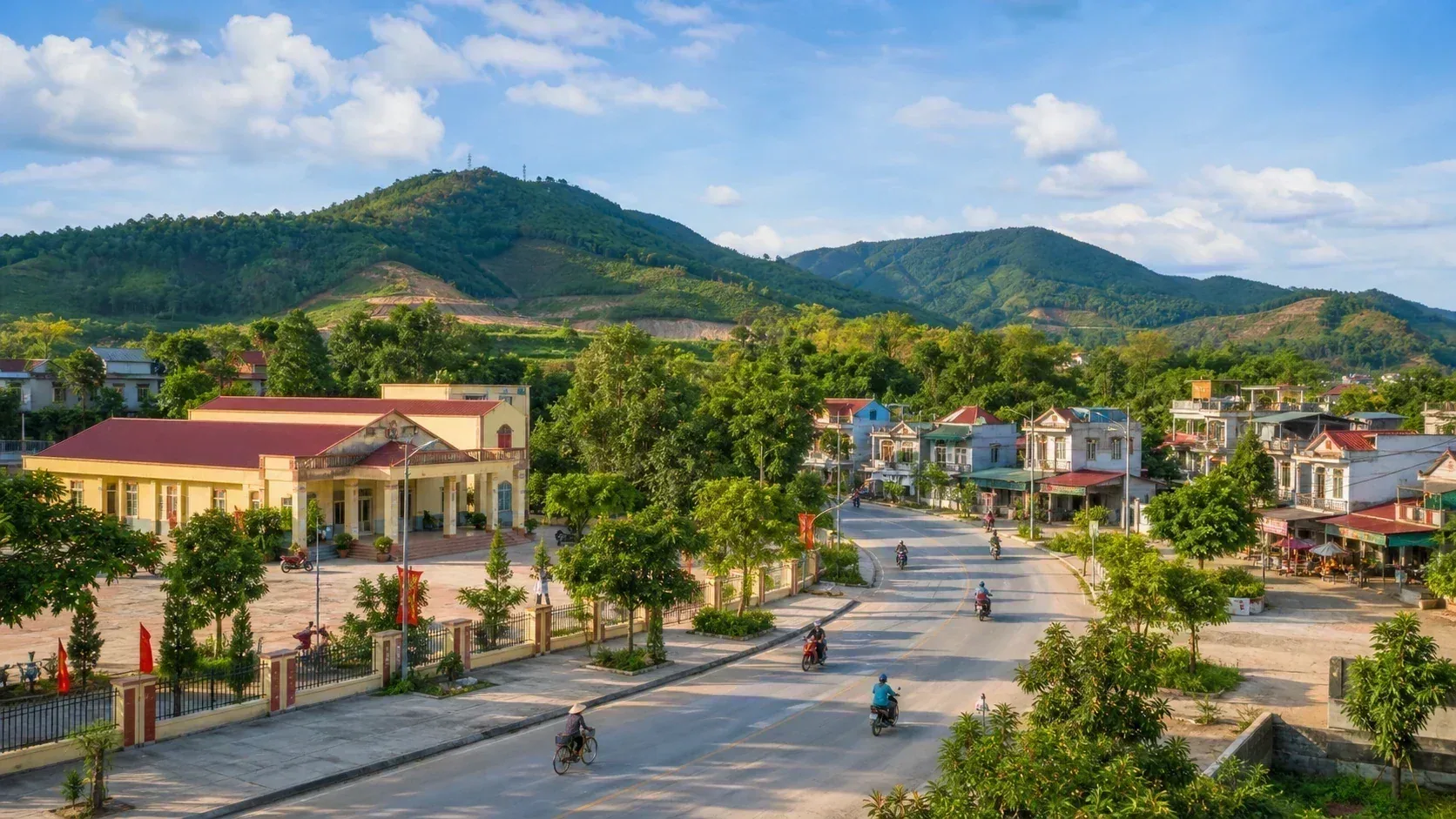 Minh họa trung tâm miền núi, dân cư và đời sống tại Xã Sơn Động, Bắc Ninh